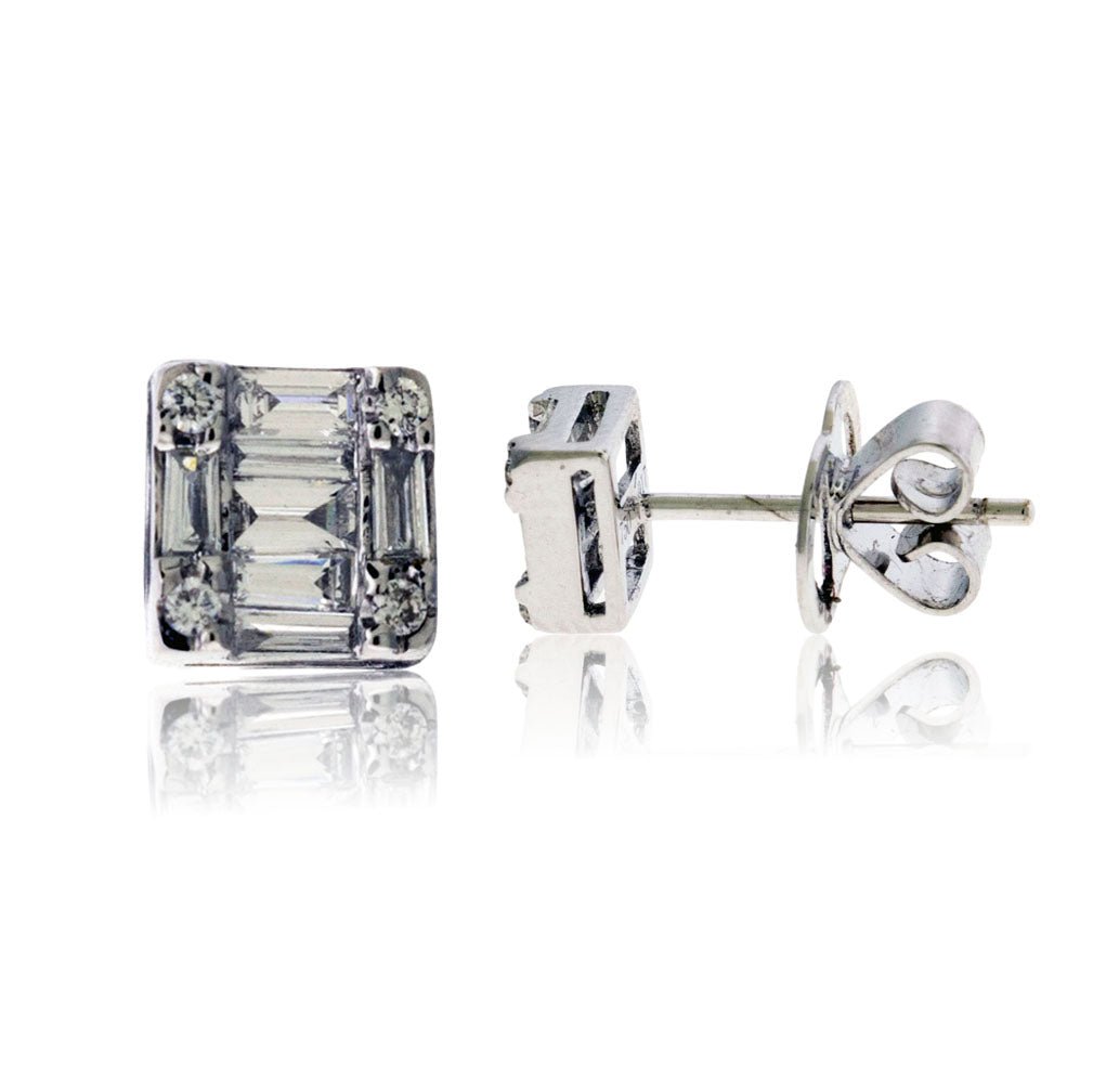White Gold and Diamond Cluster Stud Style Earrings - Park City Jewelers
