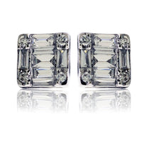 White Gold and Diamond Cluster Stud Style Earrings - Park City Jewelers