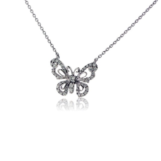 White Gold Diamond Butterfly Pendant - Park City Jewelers