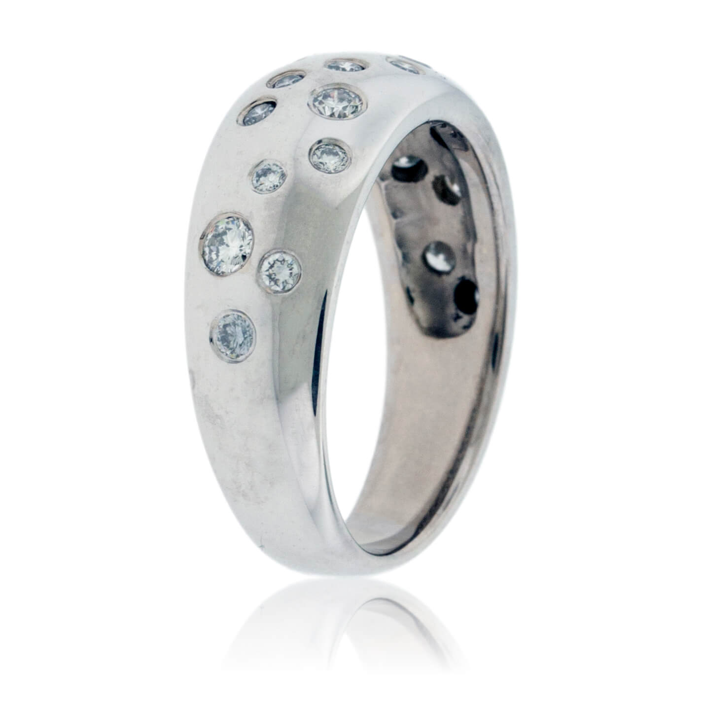 White Gold Diamond Gypsy Set Rounded Band - Park City Jewelers