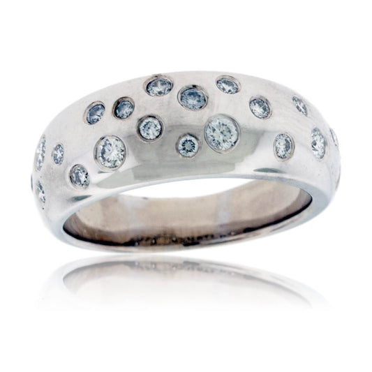 White Gold Diamond Gypsy Set Rounded Band - Park City Jewelers