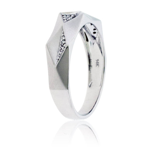 White Gold Geometric Style Diamond Band - Park City Jewelers