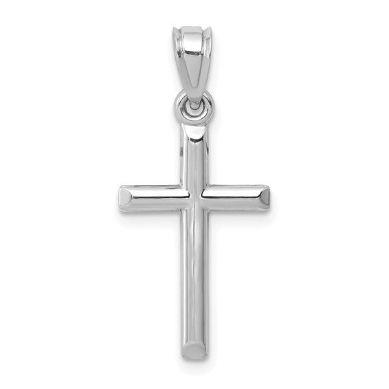 White Gold Hollow Cross Pendant - Park City Jewelers