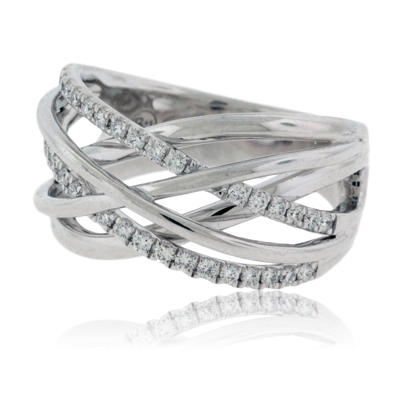 White Gold Overlapping Diamond Band - Park City Jewelers