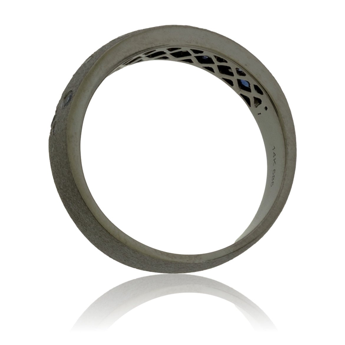 White Gold Satin Black Finish Flush Set Sapphire Ring - Park City Jewelers