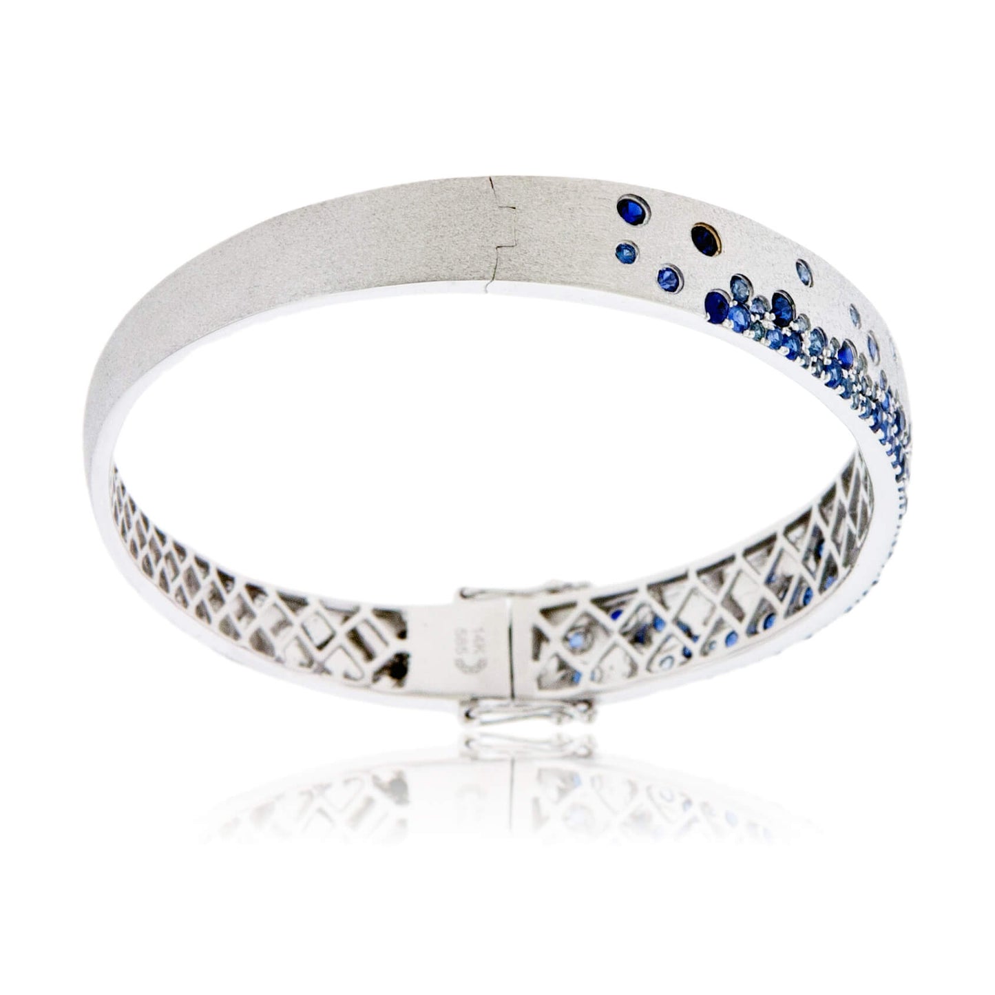 White Gold Satin Finish Flush Set Sapphire Bracelet - Park City Jewelers