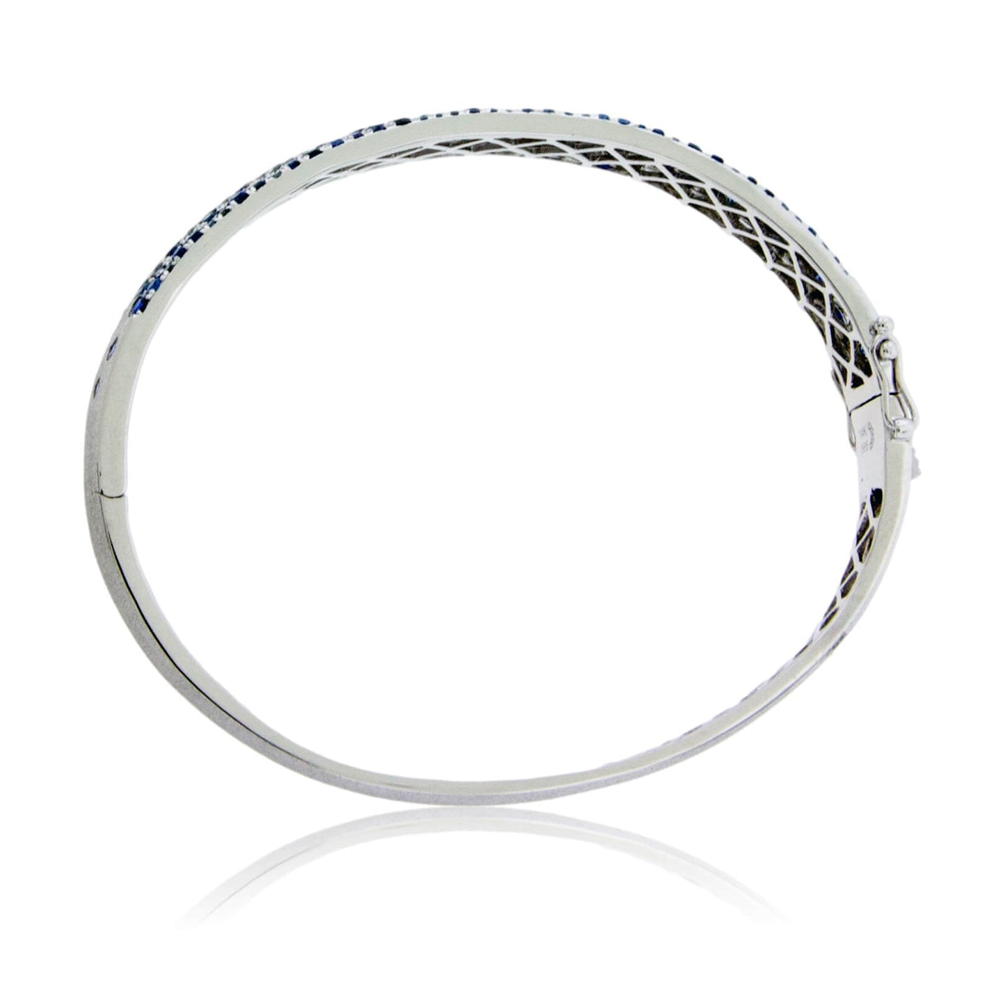 White Gold Satin Finish Flush Set Sapphire Bracelet - Park City Jewelers