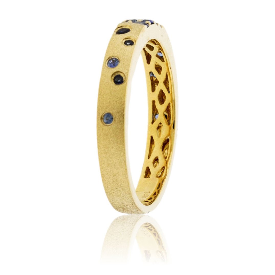 White Gold Satin Finish Flush Set Sapphire Ring - Park City Jewelers