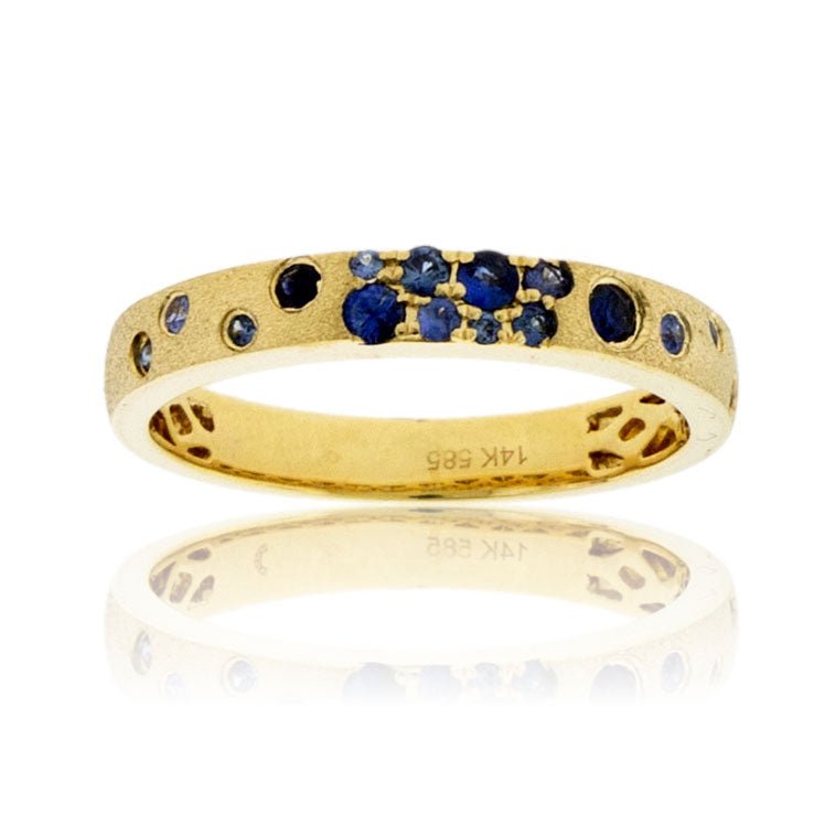 White Gold Satin Finish Flush Set Sapphire Ring - Park City Jewelers