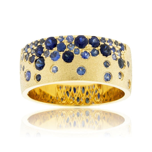 White Gold Satin Finish Flush Set Sapphire Ring - Park City Jewelers