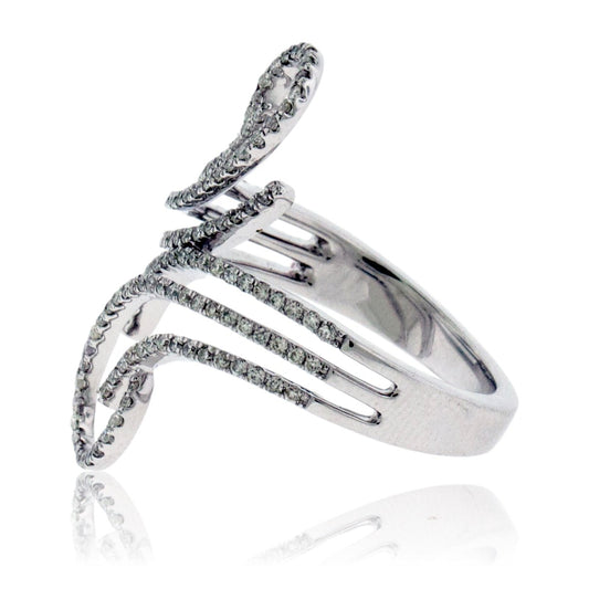 White Gold Swirl Style Diamond Fashion Ring - Park City Jewelers