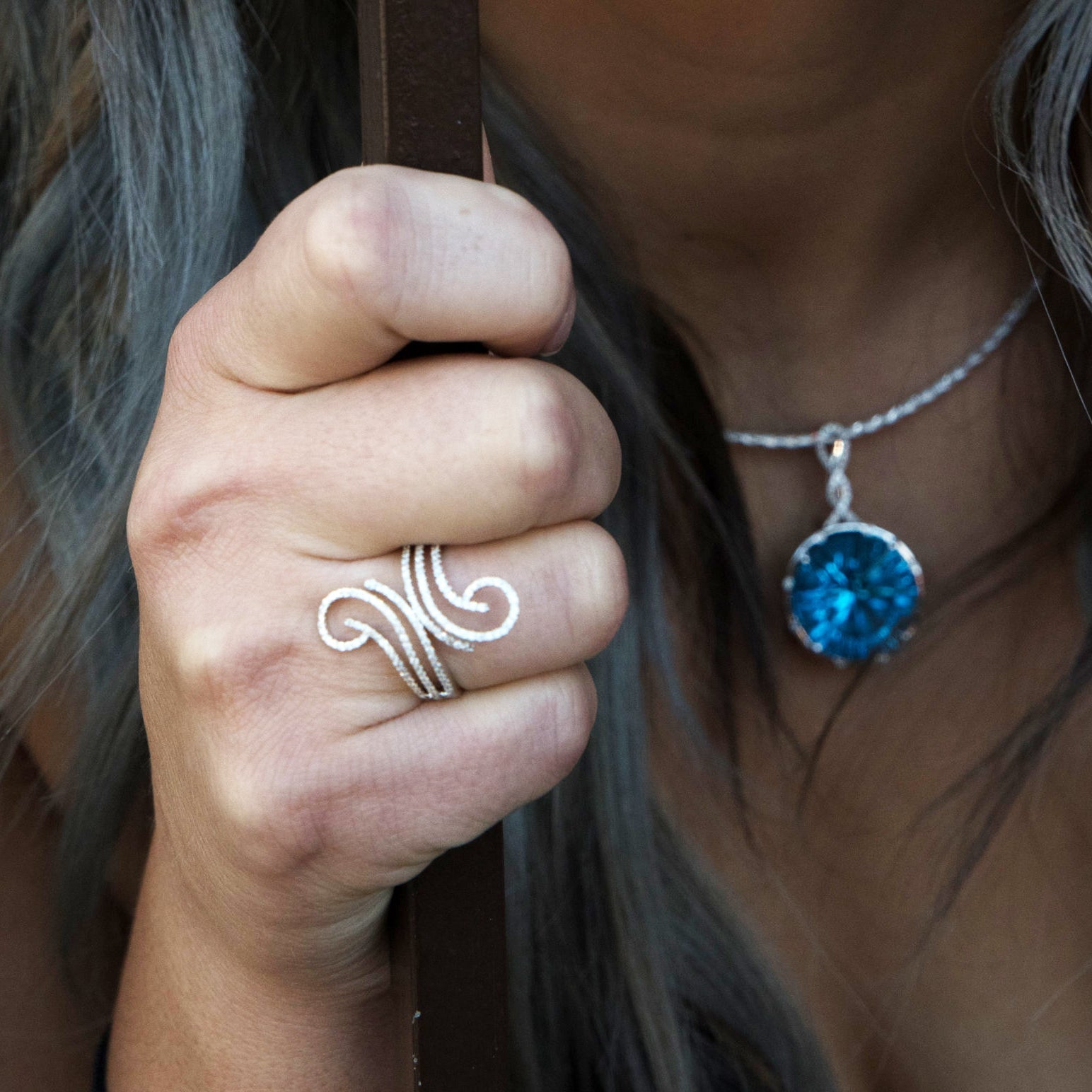 White Gold Swirl Style Diamond Fashion Ring - Park City Jewelers