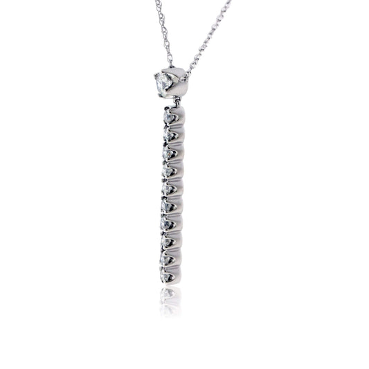 White Gold Vertical Diamond Bar Pendant w/Chain - Park City Jewelers