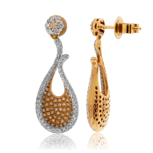 White & Rose Gold Diamond & Fancy Pink Diamond Earrings - Park City Jewelers