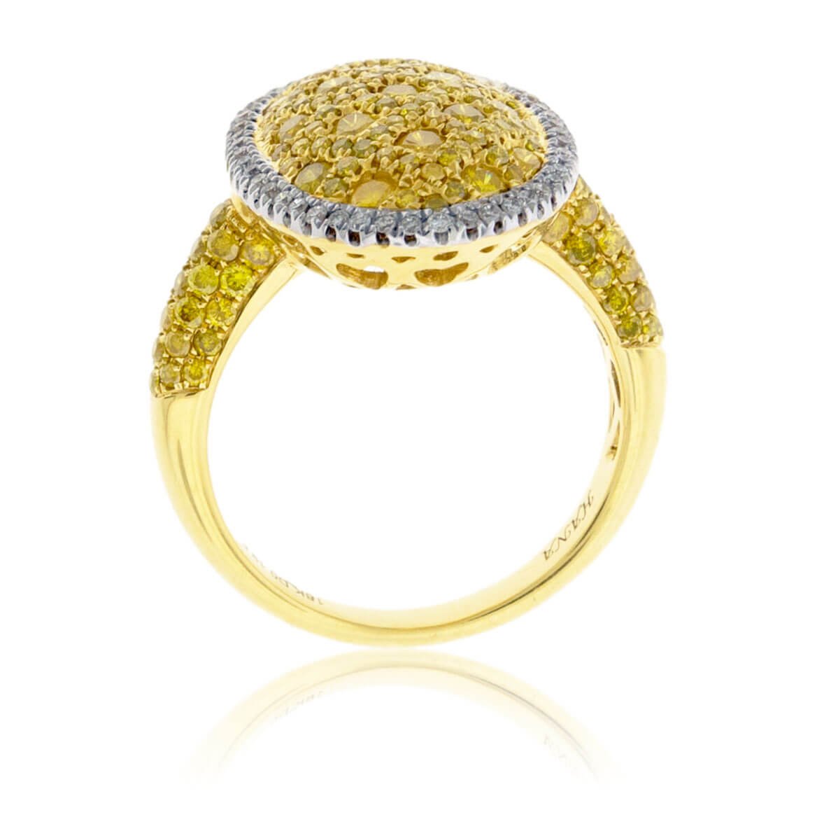 Yellow Diamond & Diamond Halo Oval Shape Ring - Park City Jewelers