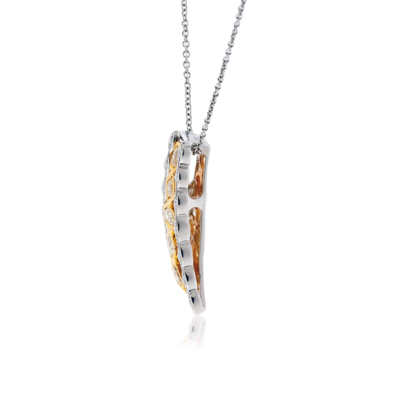 Yellow Diamond Lined & Diamond Pendant w/Chain - Park City Jewelers