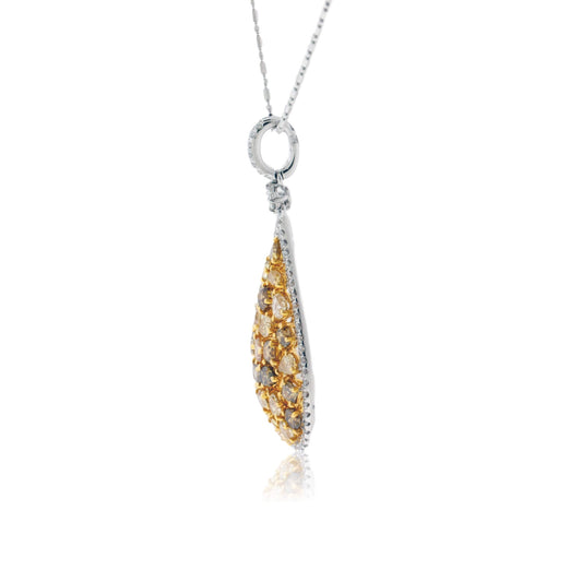 Yellow Diamond Tear Drop with Diamond Halo Necklace - Park City Jewelers