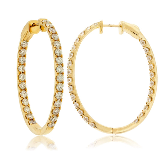 Yellow Gold 3.85 Carat Inside Out Diamond Hoop Earrings - Park City Jewelers