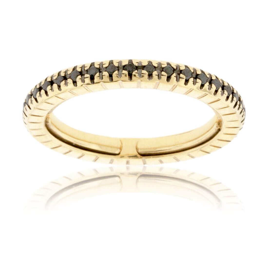 Yellow Gold Adjusting Black Diamond Eternity Band - Park City Jewelers