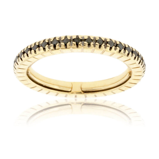 Yellow Gold Adjusting Black Diamond Eternity Band - Park City Jewelers