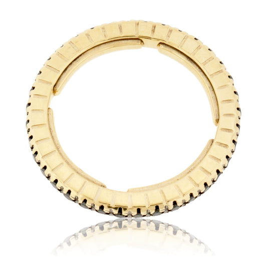 Yellow Gold Adjusting Black Diamond Eternity Band - Park City Jewelers