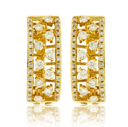 Yellow Gold and Diamond Huggie Hoop Style Earrings - Park City Jewelers