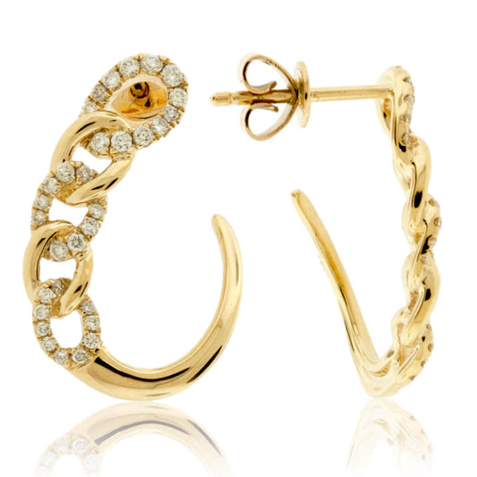 Yellow Gold and Diamond Link Style Earrings - Park City Jewelers