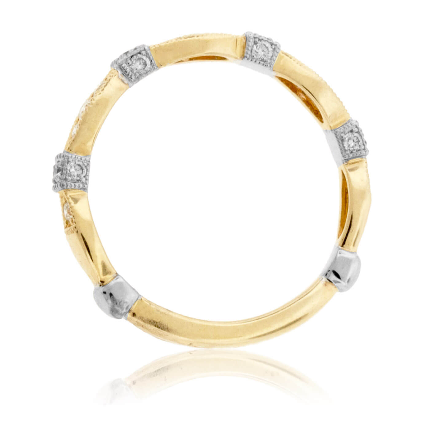 Yellow Gold Marquise Shape Round Diamond Style Band - Park City Jewelers