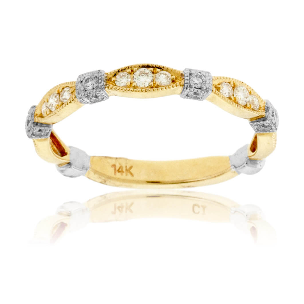 Yellow Gold Marquise Shape Round Diamond Style Band - Park City Jewelers
