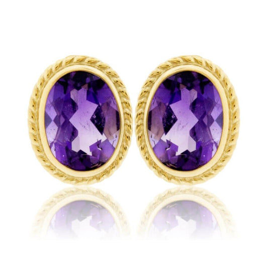 Yellow Gold Rope & Amethyst Rope Stud Earrings - Park City Jewelers