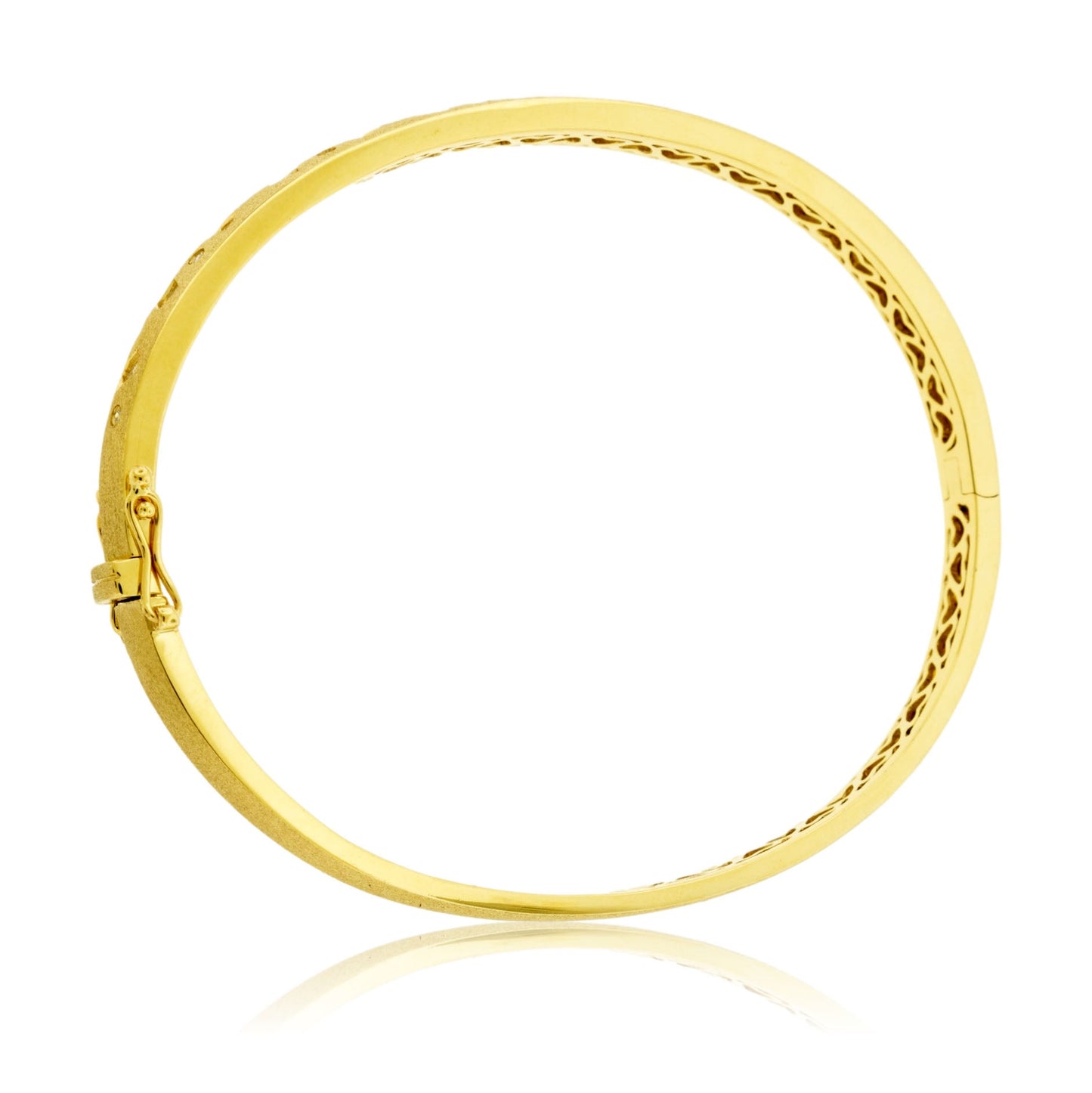 Yellow Gold Satin Finish Flush Set Diamond Bracelet - Park City Jewelers