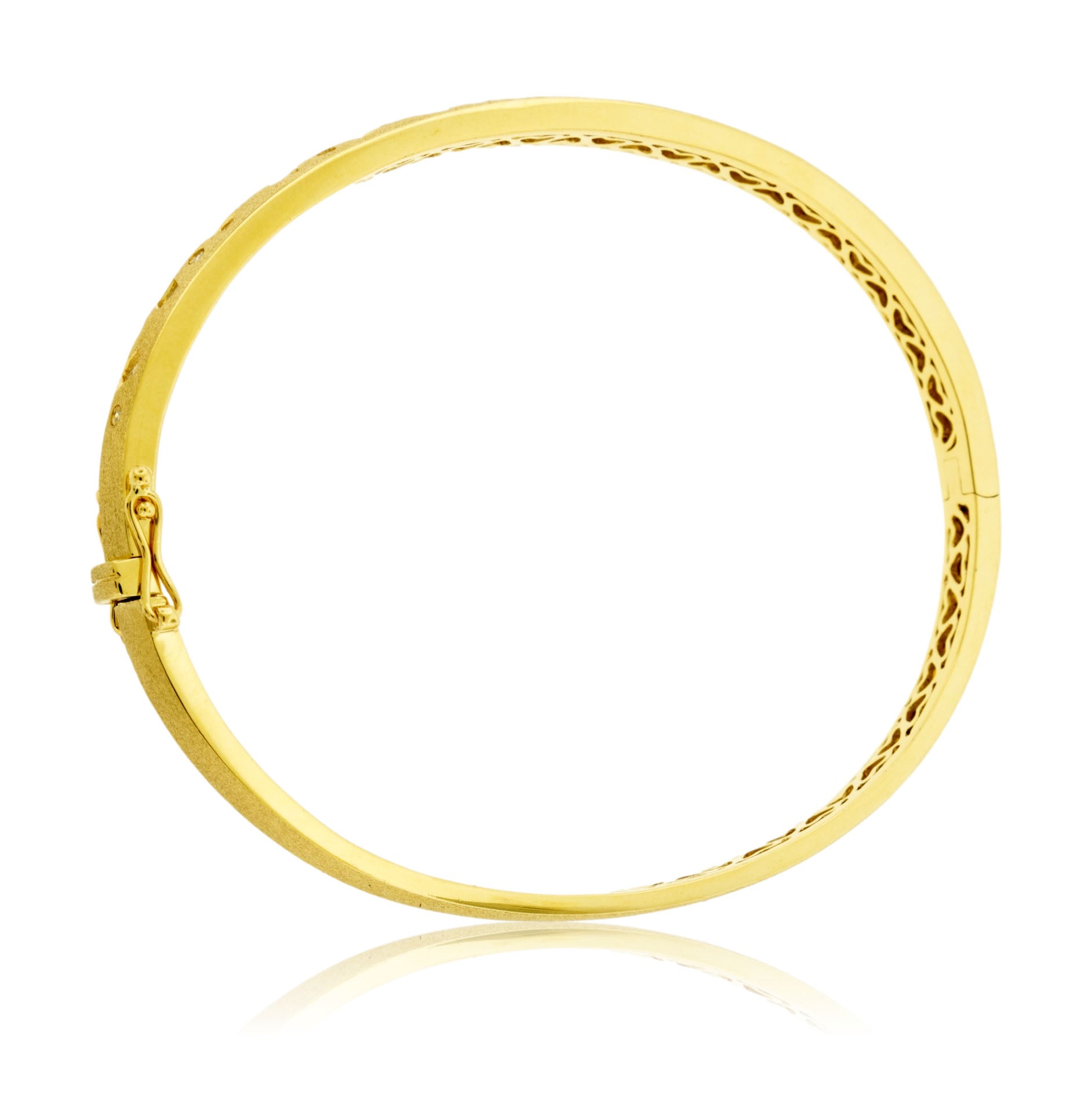 Yellow Gold Satin Finish Flush Set Diamond Bracelet - Park City Jewelers