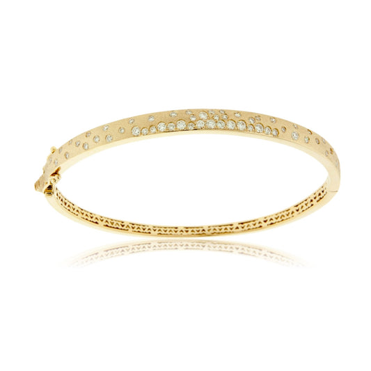 Yellow Gold Satin Finish Flush Set Diamond Bracelet - Park City Jewelers