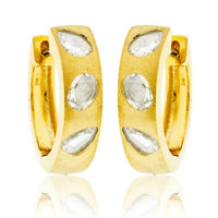 Yellow Gold Satin Finish Flush Set Diamond Earrings - Park City Jewelers