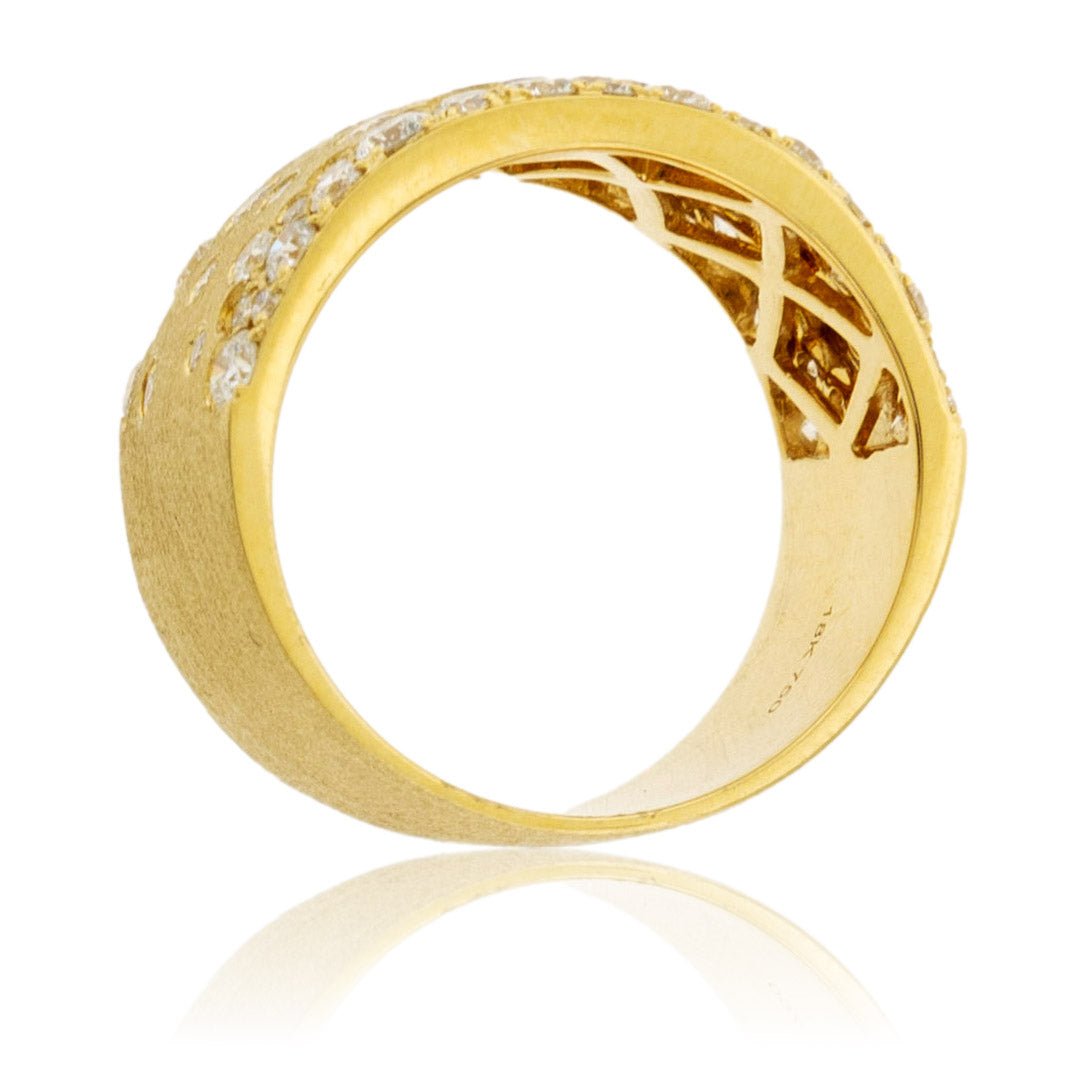Yellow Gold Satin Finish Flush Set Diamond Ring - Park City Jewelers