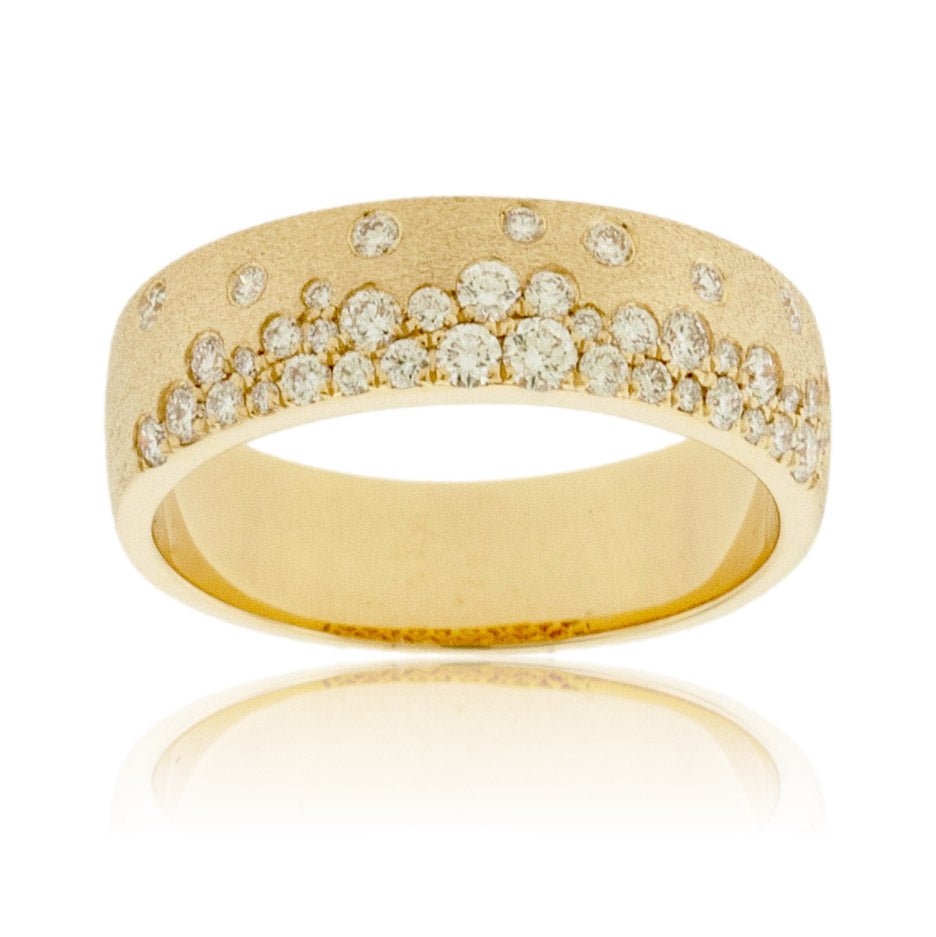 Yellow Gold Satin Finish Flush Set Diamond Ring - Park City Jewelers