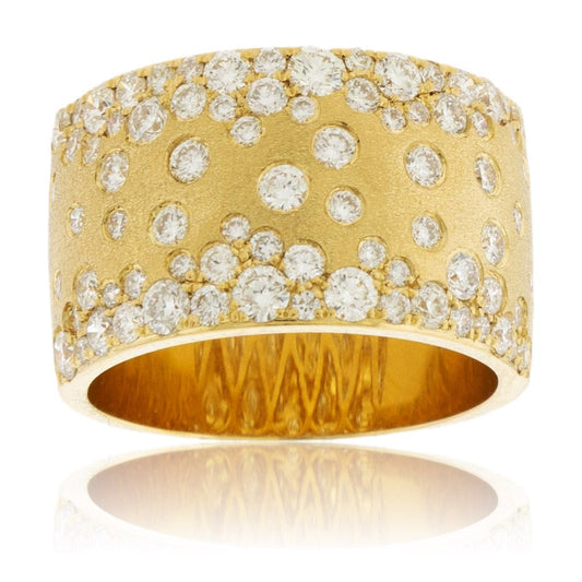 Yellow Gold Satin Finish Flush Set Diamond Ring - Park City Jewelers