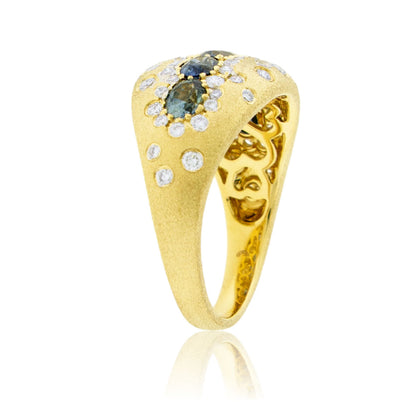 Montana Sapphire Five Stone Diamond Accented Ring