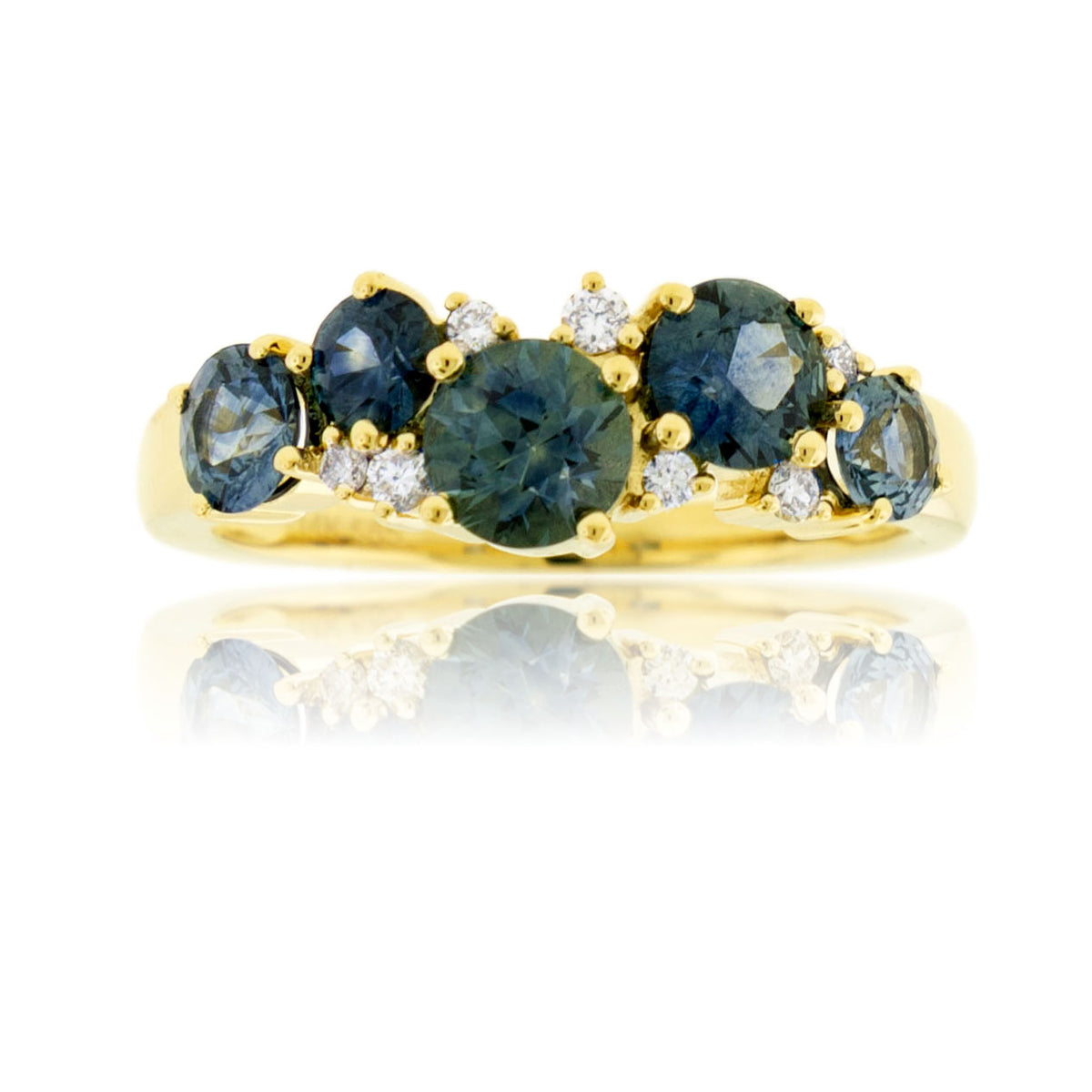 Montana Sapphire Five Stone Diamond Accented Ring