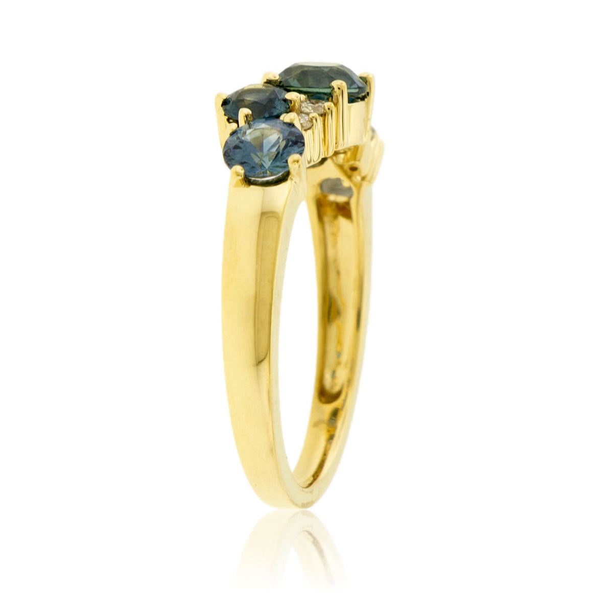 Montana Sapphire Five Stone Diamond Accented Ring