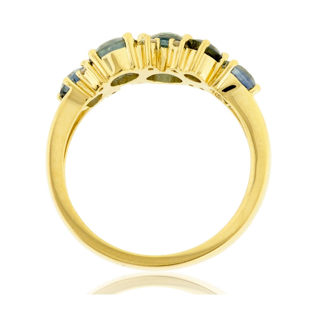 Montana Sapphire Five Stone Diamond Accented Ring