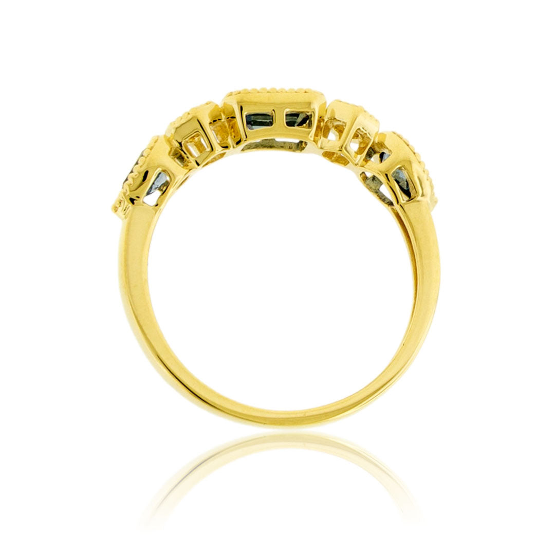 Montana Sapphire Bezel and Milgrain Ring