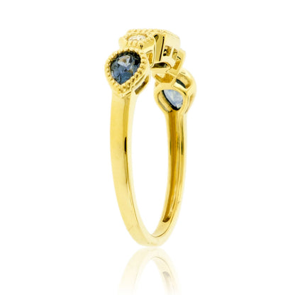 Montana Sapphire Bezel and Milgrain Ring