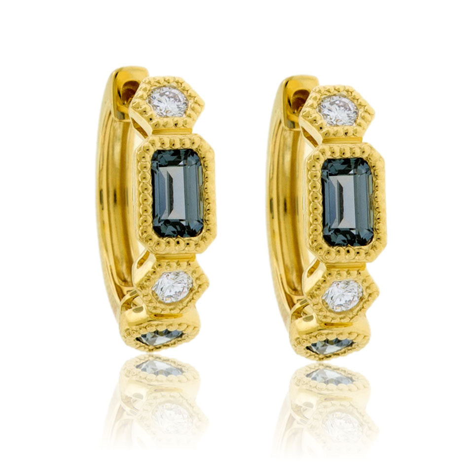Montana Sapphire and Diamond Huggie Hoop Earrings