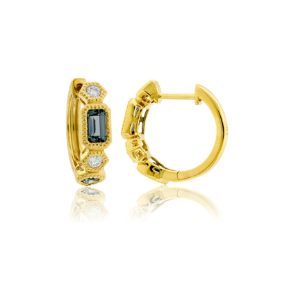 Montana Sapphire and Diamond Huggie Hoop Earrings