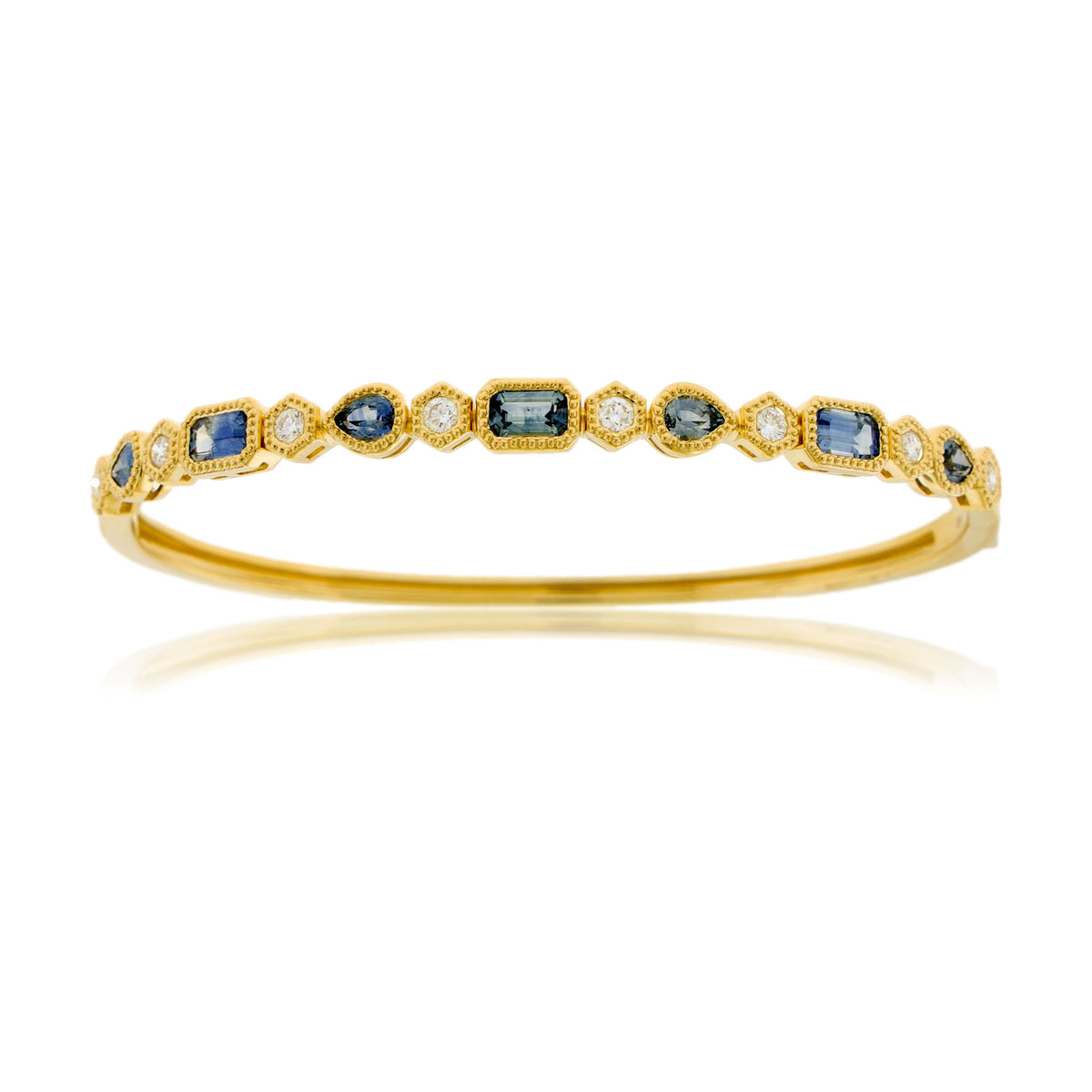 Montana Sapphire and Diamond Milgrain Bangle Bracelet