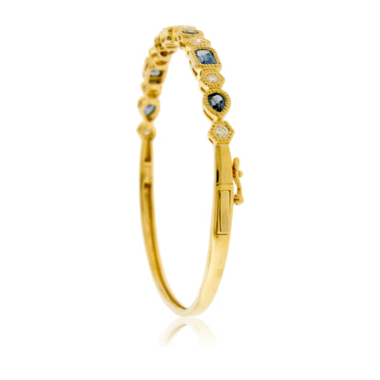 Montana Sapphire and Diamond Milgrain Bangle Bracelet