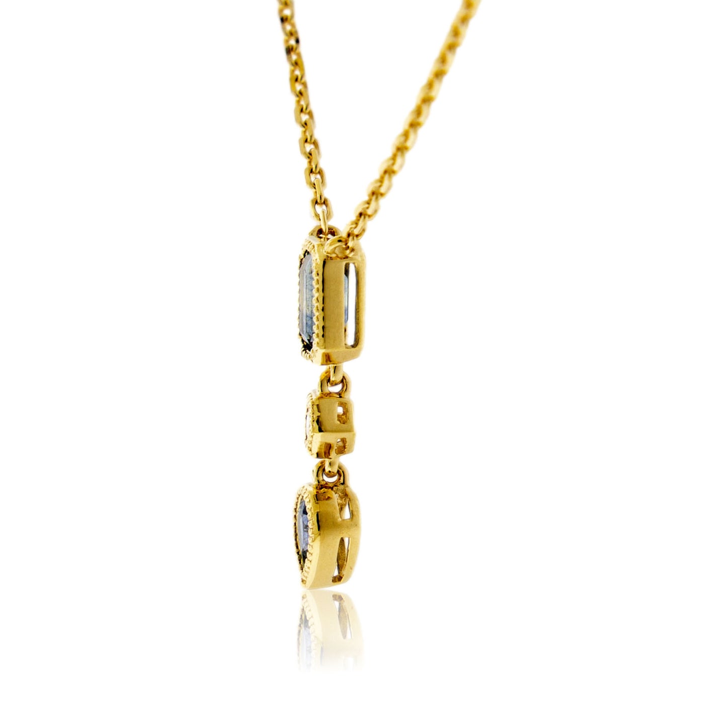 Double Montana Sapphire with Diamond Accented Bezel Pendant