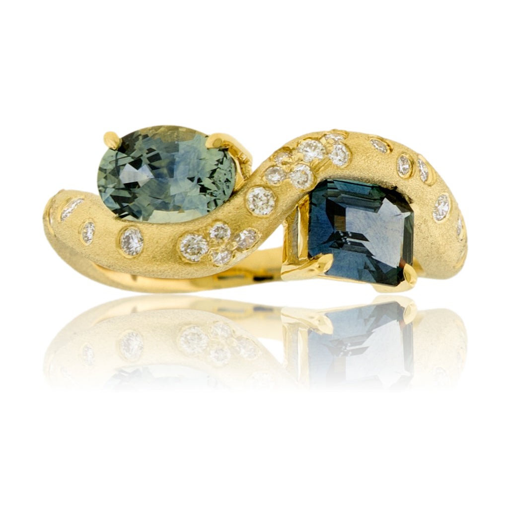 Montana Sapphire and Diamond Confetti Style Ring
