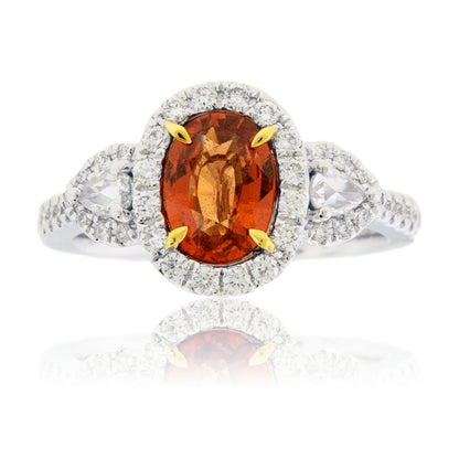 Oval Orange Sapphire & Diamond Ring